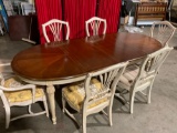 Gorgeous dining table set with 6 chairs. Beautiful inlays with whitewash oak base.