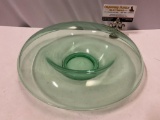 Antique Vaseline glass bowl, approx 11 x 3 in.