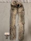Vintage wolf fur wrap, approx 72 x 7 in.