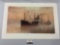 Vintage pencil signed Artist Proof lithograph print COASTAL FREIGHTER signed by artist