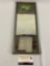 Antique framed wall mirror w/ art print of family at dinner table, approx 17 x 7 in.