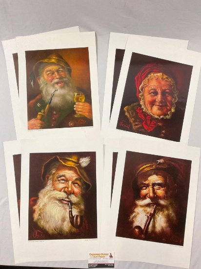 8 pc. lot of HARRY'S KAISERSLAUTERN portrait prints by Adolf Paul; 1958 The Happy Grandpa, The