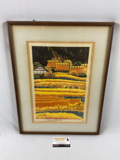 Framed vintage signed art print Ohara In Autumn by Shiro Kasamatsu, #ed 250 / 300