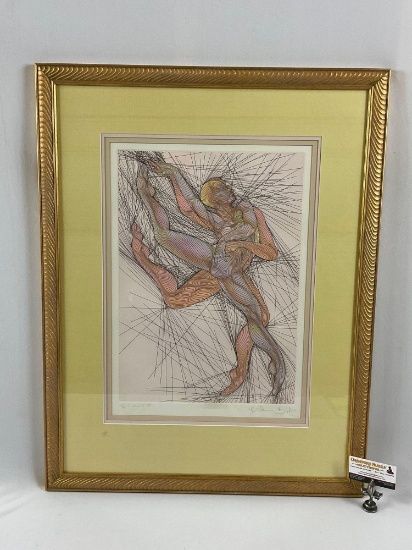 Lg. framed 1989 signed serigraph art print PRIMAVERA by Guillaume A. Azoulay, #ed 65/75