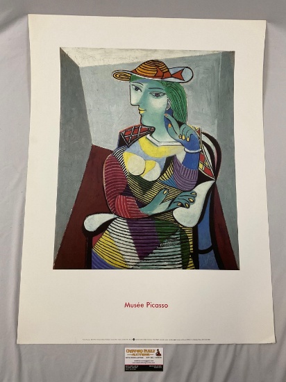 Vintage Musee Picasso gallery PABLO PICASSO art print , approx 24 x 31.5 in.