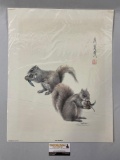 1979 signed / numbered animal art print TWO SQUIRRELS by Frank T. Gee, #ed 339/2500
