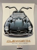 Vintage 1981 Mercedes CLEWORTH 300SL GULLWING automobile car poster art print