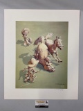 Vintage 1977 signed / numbered cowboy horse wranglers art print by E.B. Quigley, #5
