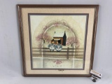 Framed signed / numbered art print APPLE BLOSSOM CHAT by Pat Buckley Moss, 769/1000