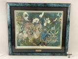 Lg. framed signed serigraph art print Le Grand Cirque by Guillaume A. Azoulay, #ed 52/140