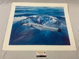 Signed and numbered US Air Force jet art print by Richard R. Broome, #ed 250/350, approx 28 x 23 in.