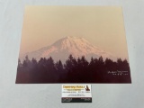 Vintage signed color photograph print of Mt. Rainier by Al Jensen, approx 14 x 11 in.