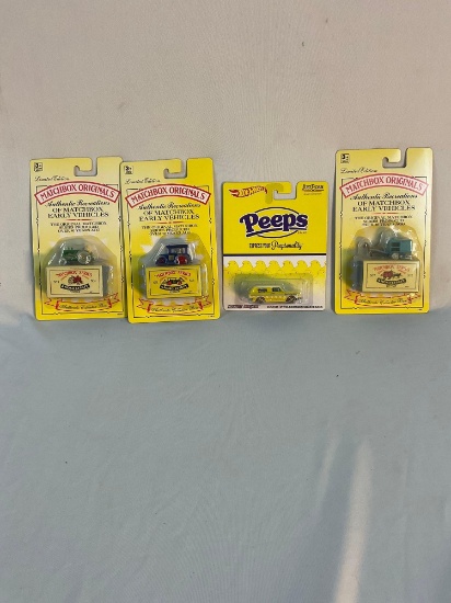 4x NIB die cast , 3 matchbox recreations earlier vehicles , 1 hot wheels see pics