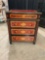 Beautiful hand-painted chest of drawers with glass top insert.