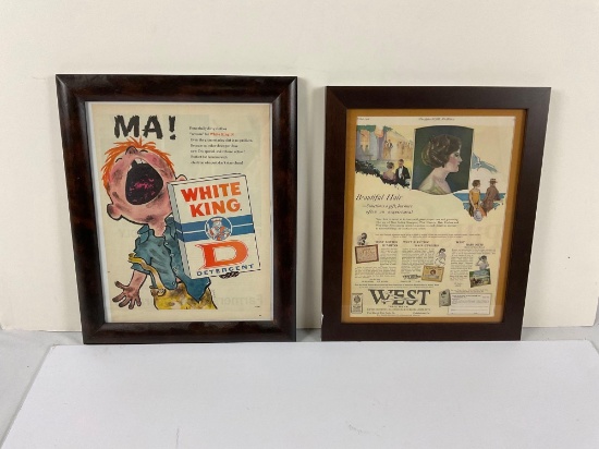 antique framed advertisement posters