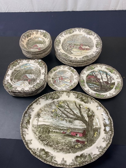 Johnson Bros. China Porcelain Dishes "The Friendly Village-Sugar Maples" lot of 26