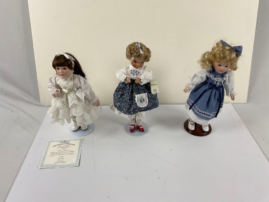 Three vintage collectible porcelain dolls, Edwin Knowles and Ashton drake.