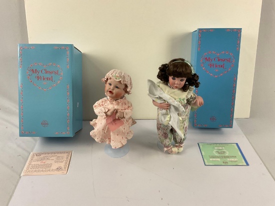 Set of "my closest friend" porcelain dolls "Emily" and "Me and My Blankie"
