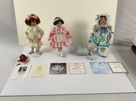 3 x Ashton drake galleries vintage porcelain dolls, boxes included