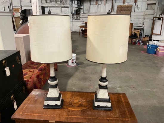 Pair of Vintage Art Deco style marble base lamps.