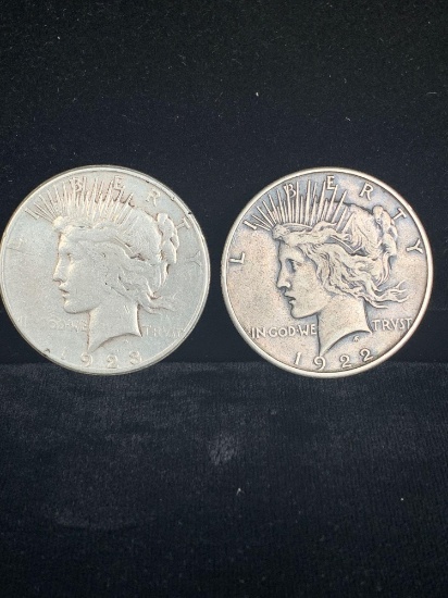 1923-S & 1922-S Silver peace dollars