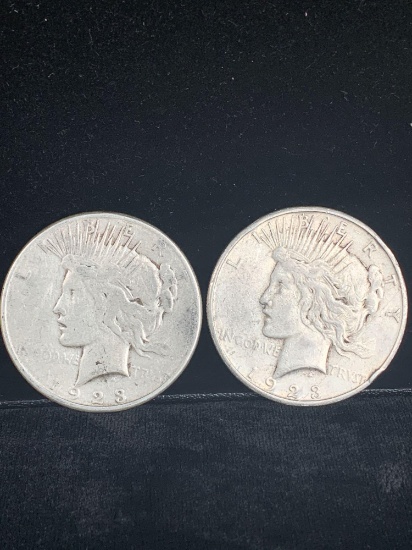 2 x 1923 Silver peace dollars , S mint marks