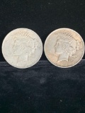 2 x silver peace dollars 1922-D & 1924