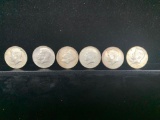 6 x 1966 to 1968 40% silver Kennedy Half Dollars