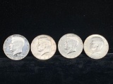 4 x Kennedy half's / 2 x 1964 both gradable quality , 1 x 1966 40%, 1 Bicentennial silver Proof