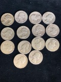 14 x silver Washington quarters / 1941- 1964