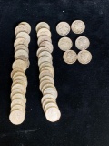 42 silver dimes , mostly Roosevelt with a few mercury dimes