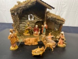 Nativity Set Fontanini by Roman (10 figures and mossy house)