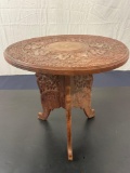 Beautiful antique middle eastern Relief Carved Table with Folding Legs