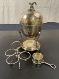 1860/1890 Egg Coddler standing on 3 feet with burner silver-plated made in England