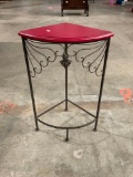 Shorter wood and metal corner table / stand. See pics.