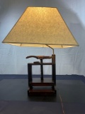 Retro Fitted Wooden Press Table Lamp w/ Shade