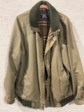 Vintage Burberry Wool Lined Taupe Colored Bomber Jacket Coat Size 46