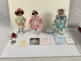 3 x Ashton drake galleries vintage porcelain dolls, boxes included