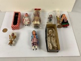 lot of vintage/collectible plastic and wooden dolls