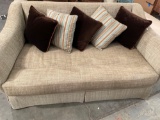 FERGUSON & COPELAND TWEED SOFA WITH ACCESSORY PILLOWS.