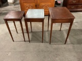 Set of 3 Vintage Nesting Tables with leather pad surface inlays