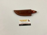 high-quality Damascus steel curved knife with leather sheath