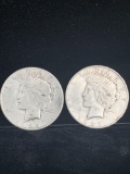 2 x 1923 Silver peace dollars , S mint marks