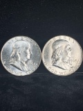 Pair of Uncirculated MS quality 1963-D Silver Franklin Half dollars / see pics