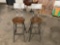 Pair of 2 Bar stools with metal frames and beautiful wooden seats.