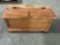 Cute solid wood storage trunk with grain design carved on top.