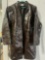 Sputer Synthetic Brown Leather Trench Jacket Men's Size XL