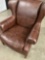 THOMASVILLE BROWN LEATHER ARMCHAIR WITH WINGBACK. 42