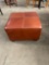 Custom made Square Leather ottoman by KAAS TAILORED.