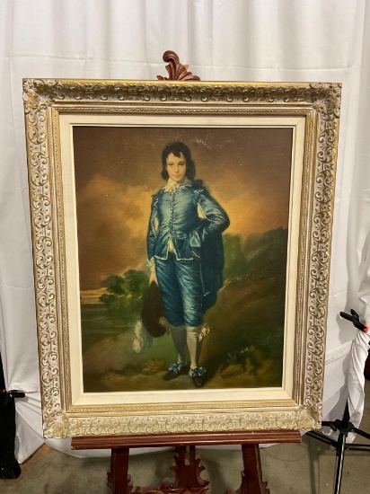 Gainsborough's "Blue Boy" reproduction on canvas in decorative frame. 35" x 29".